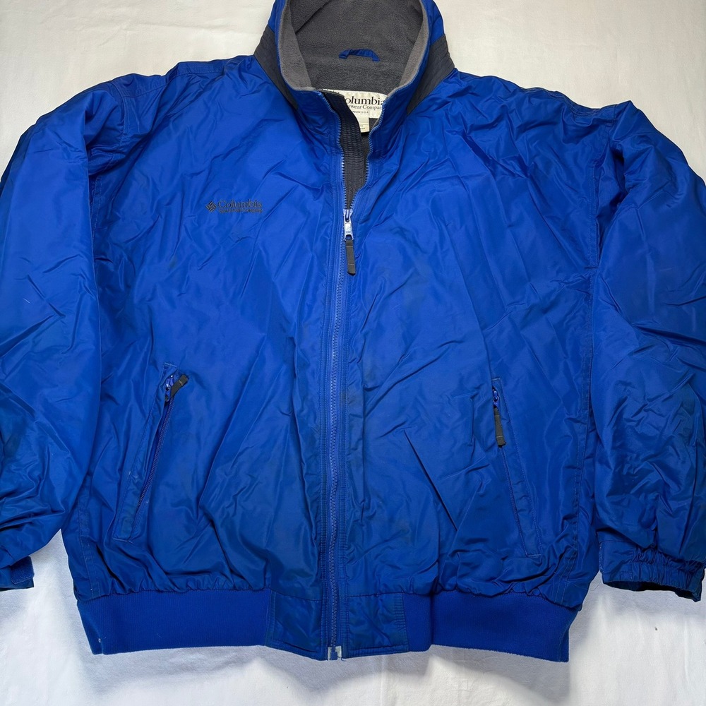 Columbia Bomber Jacket Mens XL Blue 90s Fleece Lined Insulated Full Zip WM5020